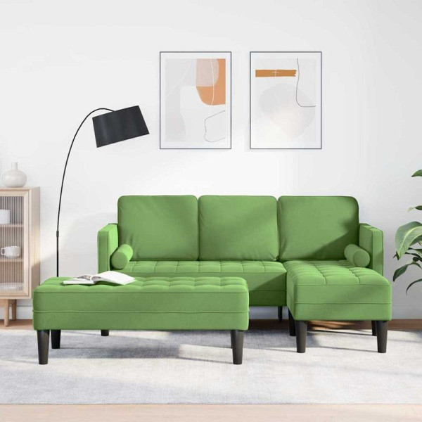 vidaXL Sofa Set, 2er Set, Hellgrün 173 x 131 x 67 cm Samt, 3329267