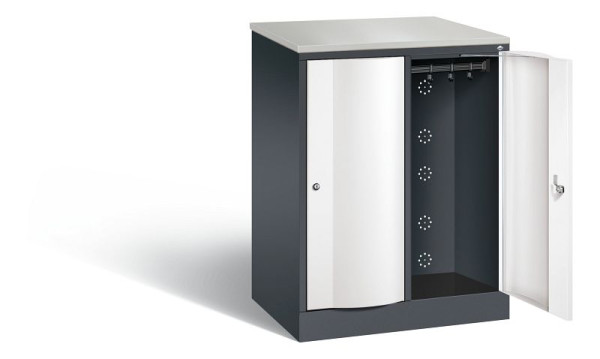 C+P Garderobenschrank Resisto, H1077xB772xT540mm, Farbe: Schwarzgrau / Verkehrsweiß, 8271-272 S10067