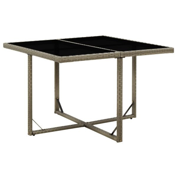vidaXL Gartentisch Grau 109x107x74 cm Poly Rattan und Glas, 316765