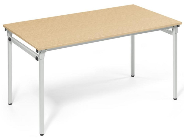 Deskin 4-Fuß-Klapptisch, Platte Buchedekor, Gestell Alusilber RAL 9006, B 1400 x T 700 x H 720 mm, 284194