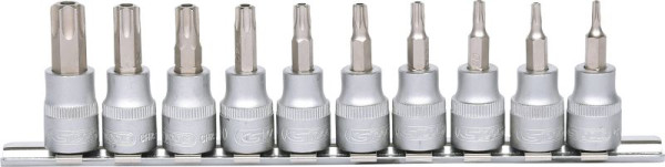 KS Tools 3/8" Bit-Stecknuss-Satz, 10-teilig, TB10-TB55 mit Stirnlochbohrung, 911.3940