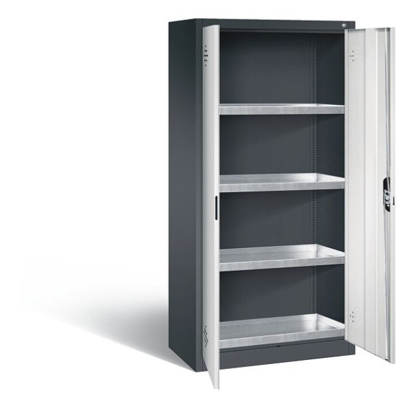 C+P Umweltschrank Acurado, H1950xB930xT500mm, Farbe: Schwarzgrau / Lichtgrau, Muldengriff, 8921-315 S10342
