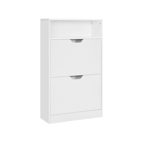 VASAGLE Schuhschrank mit 2 Klappen, Weiß, 102x60x24 cm, LBC040W01