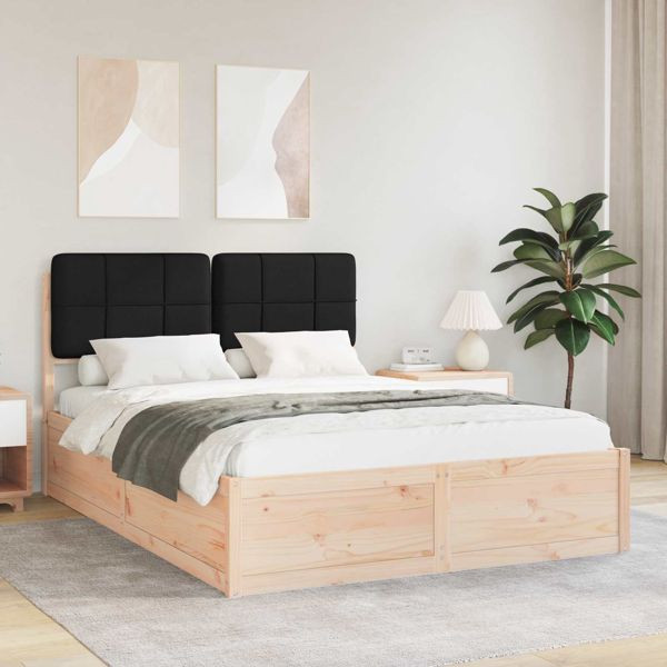 vidaXL Bettgestell mit gepolstertem Kopfteil Schwarz 140 x 200 cm, 3398196
