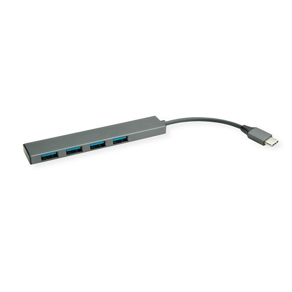 ROLINE USB 3.2 Gen 1 Hub, 4-fach, Typ C Anschlusskabel, Gewicht: 26 g, 14.02.5052