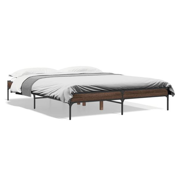 vidaXL Bettgestell Braun Eichen-Optik 140x200 cm Holzwerkstoff Metall, 845020