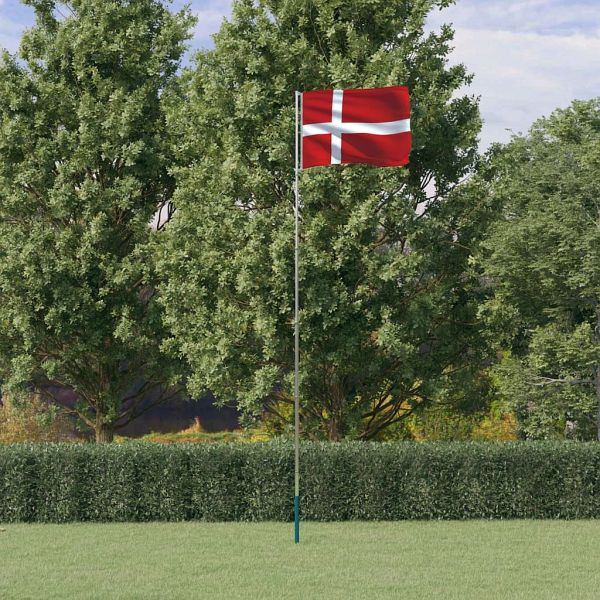 vidaXL Flagge Dänemarks mit Mast 5,55 m Aluminium, 3147119