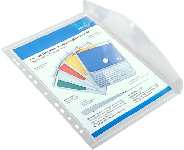 Eichner PP-Dokumententasche mit Abheftrand, Transparent, VE: 10 Stück, 9038-00748
