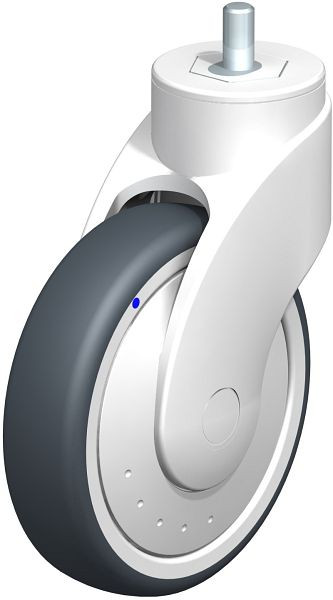 Blickle LWKX-TPA 126XK-FK-GSX10 Kunststoff-Lenkrolle WAVE, rostfrei, mit Gewindestift, Thermoplastisches Gummi-Elastomer, Grau, 741742
