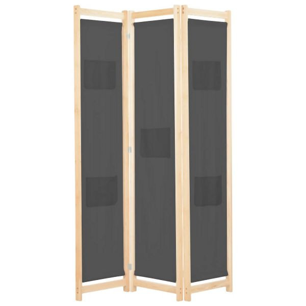vidaXL 3-teiliger Raumteiler Grau 120 x 170 x 4 cm Stoff, 248175
