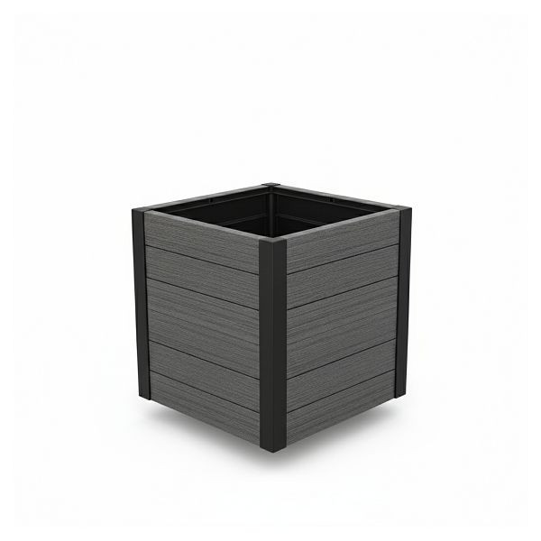 T&J MAINAU-Serie Blumenkübel, 56 x 56 x 56 cm, mit Alu-Ecken, PVC charcoal, kartonverpackt, 21902