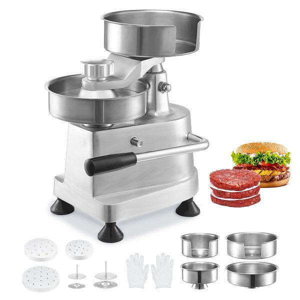 VEVOR Kommerzieller Burgerpresse - 10 / 13 / 15 cm, mit 3 Packungen Burgerpapier, Professionell aus Edelstahl, HBRBJYSZLBXGNGI0ZV0