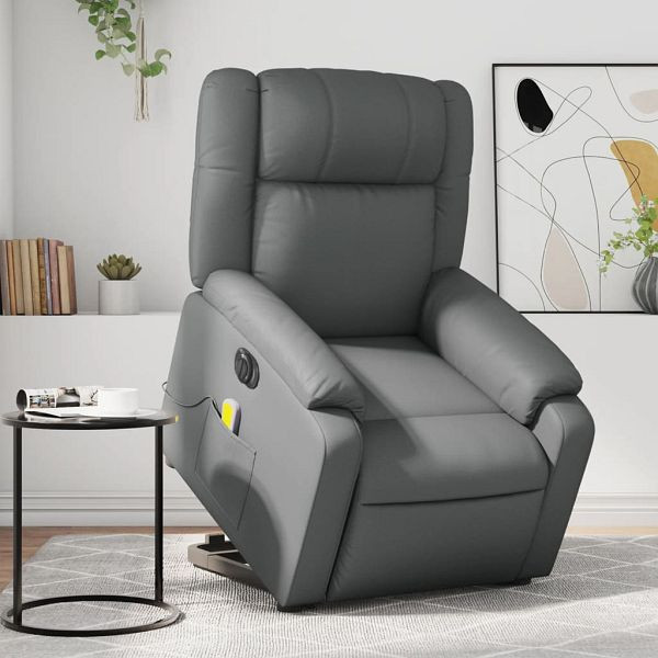 vidaXL Relaxsessel mit Aufstehhilfe Elektrisch Grau Kunstleder, 3205167