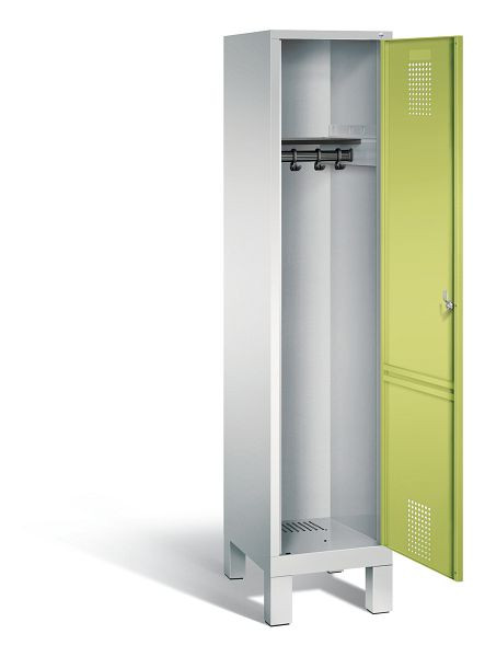 C+P Garderobenschrank Evolo, H1850xB420xT500mm, Farbe: Lichtgrau / Viridingrün, 48010-12 S10255