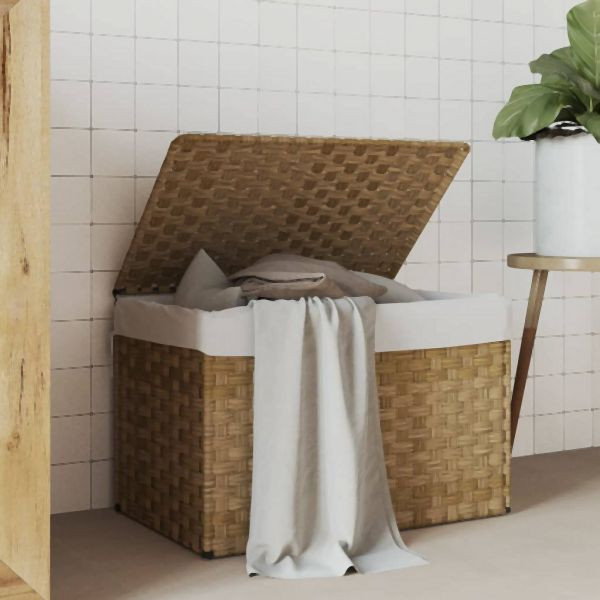 vidaXL Wäschekorb mit Deckel 55,5x35x34 cm Poly Rattan, 372049