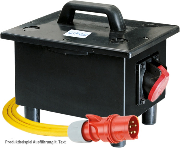 GIFAS Vollgummi-Verteiler Typ 6700, 1x CEE 32/400, 1x CEE 16/400, 3x Schuko, 1x digitaler Drehstromzähler 40A, LS, FI, 271044