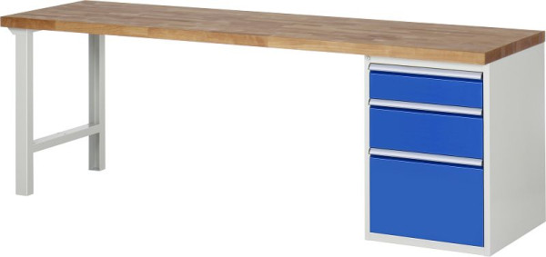 RAU Werkbank Serie 7000 - Modell 7508-1, B2500 x T700 x H890 mm, Systemunterbau B2500 x T650 x H850 mm, 03-7508A1-257B4M.11