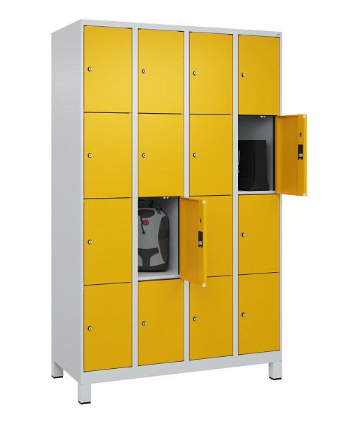 C+P Schließfachschrank Evolo PLUS, mit Füßen, 16 Fächer, 1950x1200x500mm, 7035/1004 Goldgelb, 049010-404 S10000