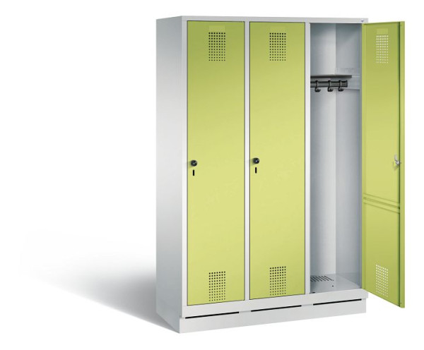 C+P Garderobenschrank Evolo, H1800xB1200xT500mm, Farbe: Lichtgrau / Viridingrün, 48020-32 S10219