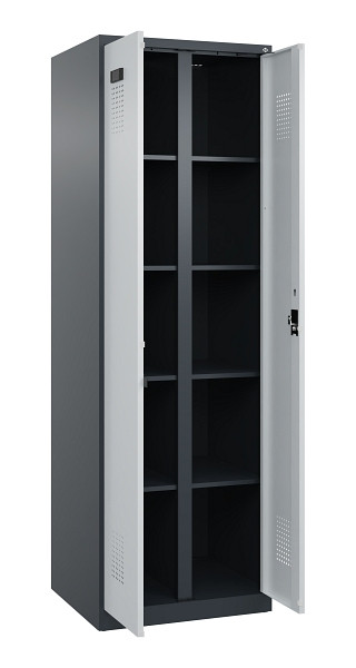 C+P Wäsche-Spind Evolo PLUS, 2 Abteile, 1850x600x500mm, 7016/7035, Verschluss Zylinderschloss, 049002-20B S10044