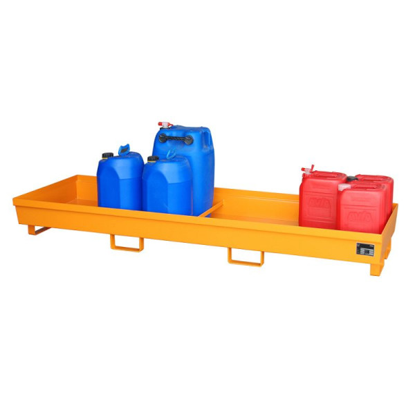 STEIN HGS Auffangwanne AO, 3 mm Stahlblech, stapelbar, 280 Liter, RAL 2000 gelborange, Gesamthöhe 285 mm, lackiert, 79184.0019