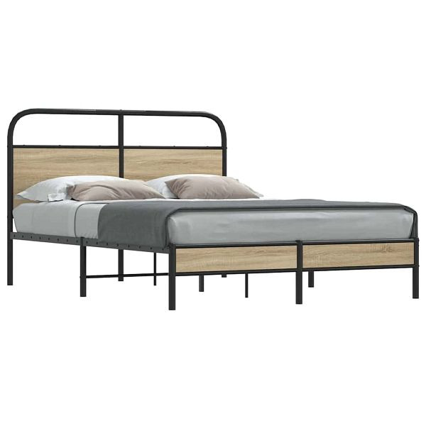 vidaXL Bettgestell ohne Matratze 140x200 cm Räuchereiche Holzwerkstoff, 4100357