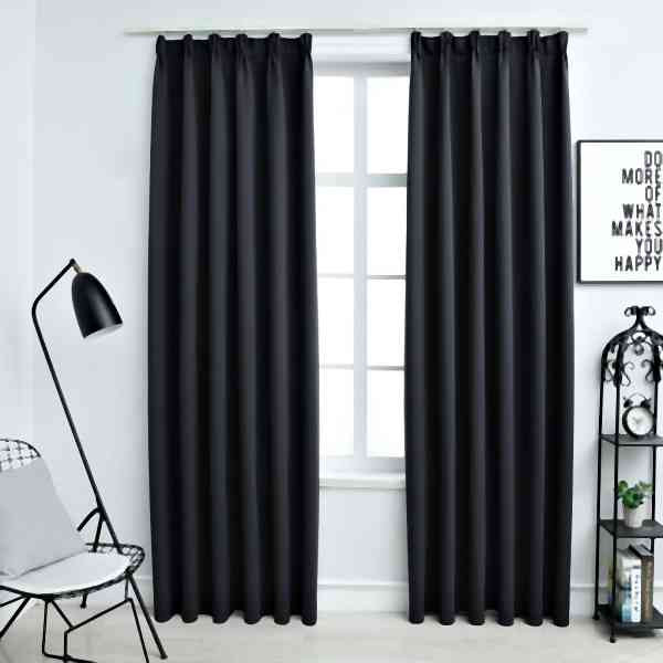vidaXL Verdunkelungsvorhänge mit Haken 2 Stück Schwarz 140x245cm, 134416