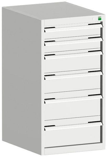 bott cubio Schubladenschrank bestückt mit 6 Schubladen BxTxH: 525 x 525 x 1000 mm, RAL 7035, 40010047.16V