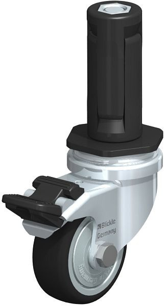 Blickle LRA-PATH 50K-FI-FK-ER03 Apparate-Lenkrolle mit Expander & Feststeller, Thermoplastisches Polyurethan, Grau, 848555