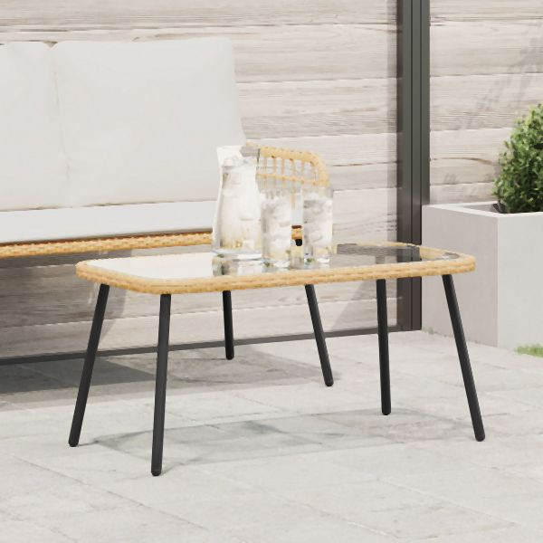 vidaXL Couchtisch Natürlich 90x45x42 cm Poly Rattan, 4108268