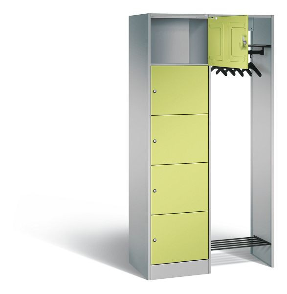 C+P Offene Garderobe Serie 8070, H1950xB960xT480mm, Farbe: Weißaluminium / Viridingrün, 82700-00 S10350