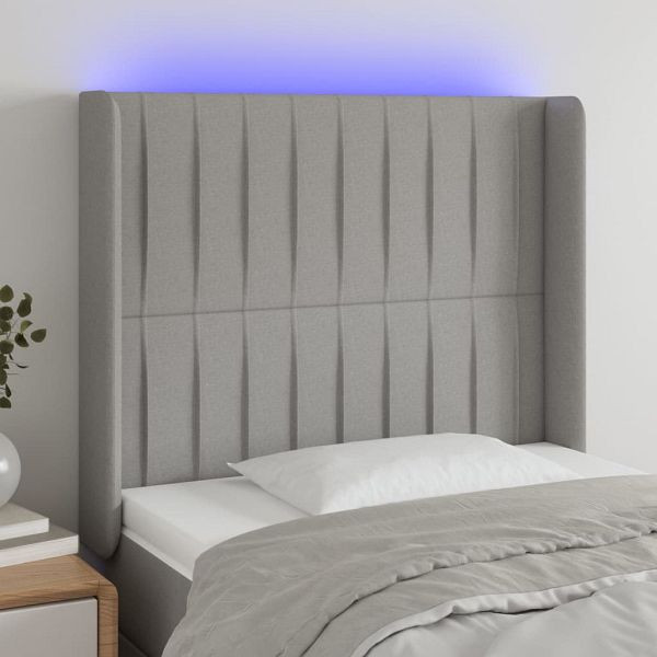 vidaXL LED Kopfteil Hellgrau 83x16x118/128 cm Stoff, 3124260