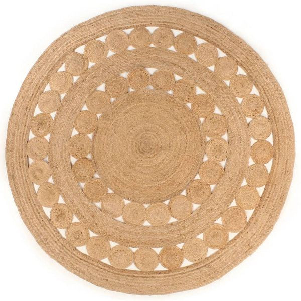 vidaXL Teppich Geflochten Jute 210 cm Rund, 343591, 8720286980309