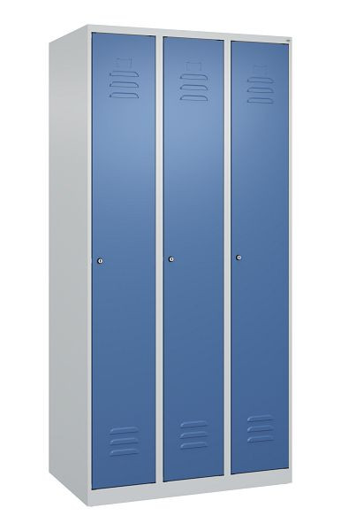 C+P Umkleidespind Classic PLUS, 3 Abteile, 1850x900x500mm, 7035/5023, Zylinderschlösser, 080000-30 S10021