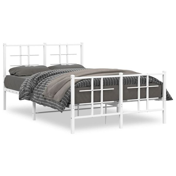 vidaXL Bettgestell mit Kopf- und Fußteil Metall Weiß 120x200 cm, 355626