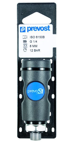 Prevost Kupplung Iso B mit zylindrischem Außengewinde auf Lochplatte, AG BSPP= G 3/8, ISI 081152CP