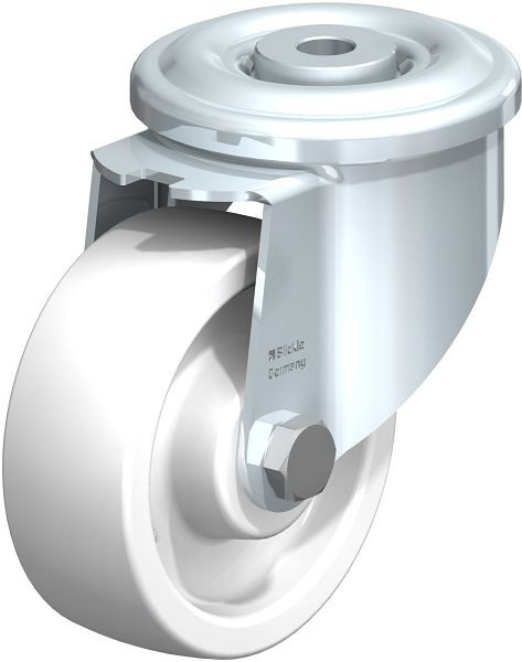 Blickle LKR-SPO 100G Stahlblech-Lenkrolle, schwere Ausführung, mit Rückenloch, Polyamid, Weiß, 595892