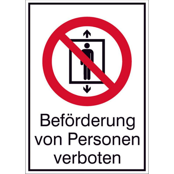 Stein HGS Kombischild, Beförderung von Personen verboten, 210 x 297 mm/Kunststoff, witterungsbeständig, 43.a6165