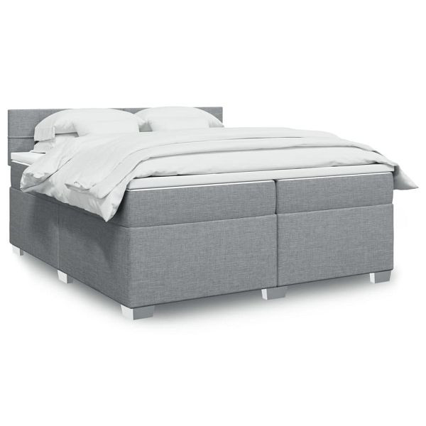 vidaXL Boxspringbett mit Matratze Hellgrau 200x200 cm Stoff, 3285995