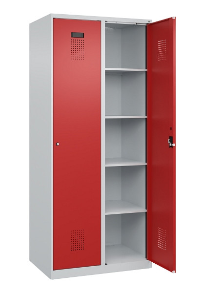 C+P Wäsche-Spind Evolo PLUS, 2 Abteile, 1850x800x500mm, 7035/3000, Verschluss Zylinderschloss, Ablageböden 8, 049000-22B S10030