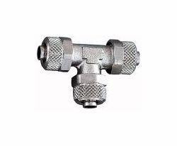 Riegler T-Verbinder, SW: 9 mm, für Schlauch: 4/2 mm, Material: Messing vernickelt, 110604