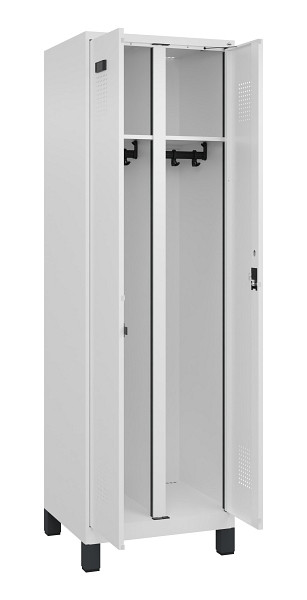 C+P Schwarz-Weiß-Spind Evolo PLUS, mit Füßen, 2 Abteile, 1950x600x500mm, 9016/9, Zylinderschloss, 049012-20 S10047