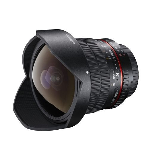 Walimex pro Objektiv 8/3,5 Fisheye II für Nikon mit Gegenlichtblende, praktischem Objektivbeutel und Schutzdeckel, 1018699