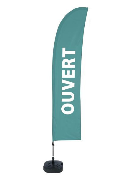 Showdown Displays Beach Flag Budget Wind Komplettset Geöffnet Grün Französisch ECO, BFBL-WT21-17-I488ECO