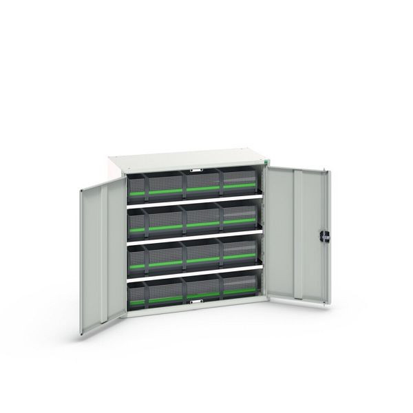bott verso Magazinschrank, mit 3 Fachböden und 16 bottBoxen, BxTxH: 1050x550x1000mm, Lichtgrau, 16926559.16