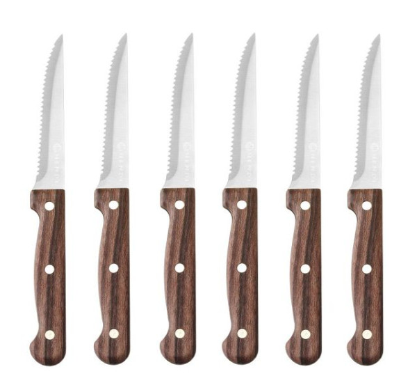 Hendi Steakmesser Profi Line, Edelstahl Holzgriff, VE: 6 Stück, 783085