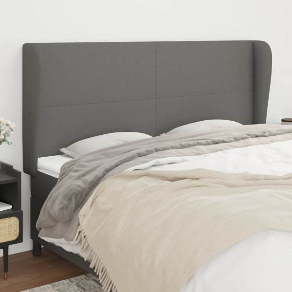 vidaXL Kopfteil mit Ohren Dunkelgrau 163x23x118/128 cm Stoff, 3117683