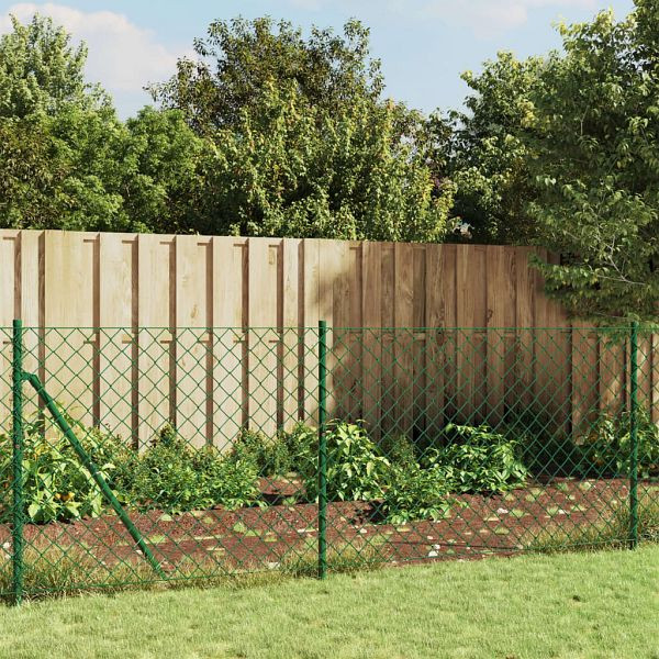 vidaXL Maschendrahtzaun mit Bodenhülsen Grün 0,8x25 m, 153928