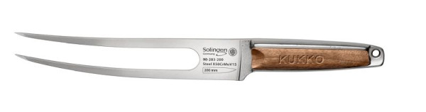 KUKKO Gabel mit Wallnussholz-Griff, 200 mm Klingenlänge, 90-203-200