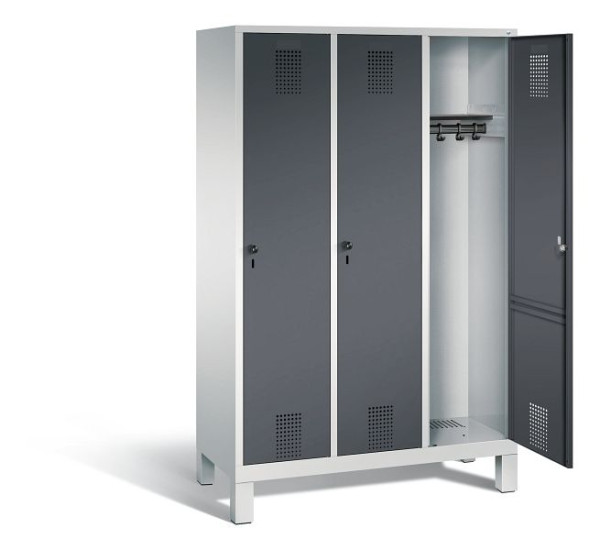 C+P Garderobenschrank Evolo, H1850xB1200xT500mm, Farbe: Lichtgrau / Schwarzgrau, 48010-32 S10022